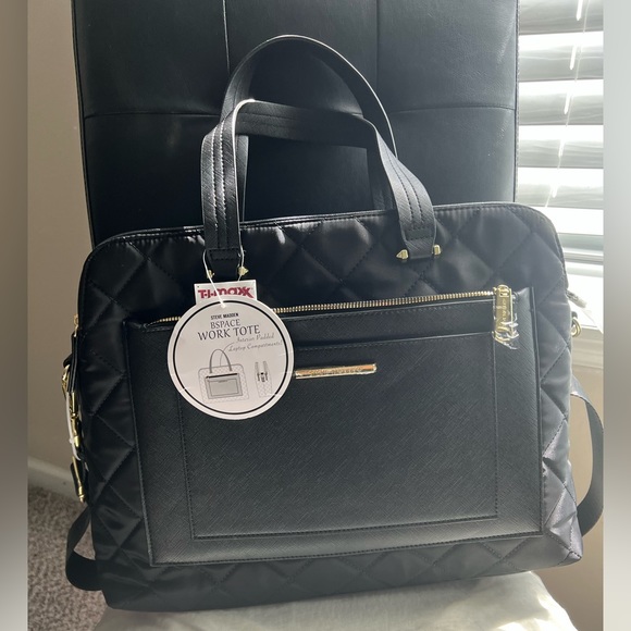 Steve Madden Bags Steve Madden Black And Gold Quilted Work Tote